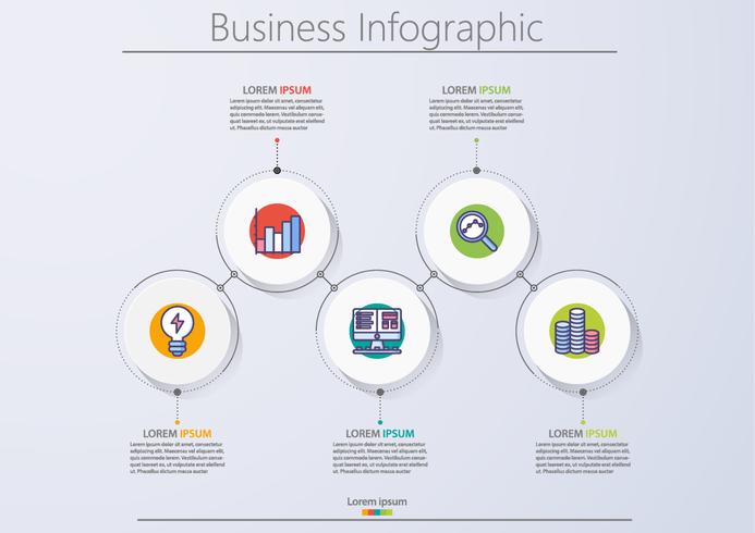 Presentation företags infografisk mall med 5 alternativ. vektor