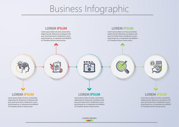 Presentation företags infografisk mall med 5 alternativ. vektor