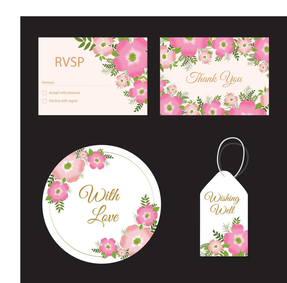 Rosa Hochzeitseinladungs-Briefpapier-Konzeptvektor. buntes hochzeitseinladungskonzept. Hochzeitseinladungsbriefpapier-Vektorillustration vektor