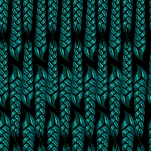 nahtlose Muster von geflochtenen Zöpfen der grünen Farbe. Vektor-illustration vektor