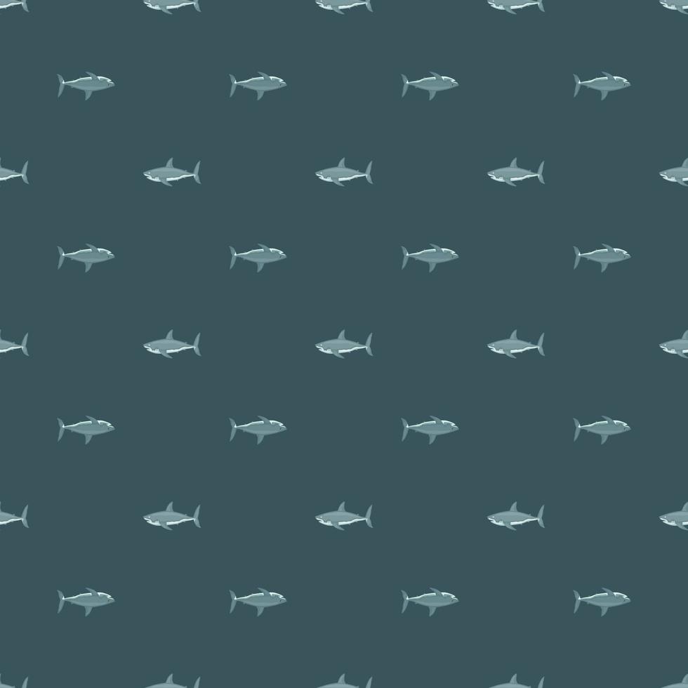 Nahtloser Musterhai auf blaugrünem Hintergrund. kleine Textur von Meeresfischen für jeden Zweck. vektor