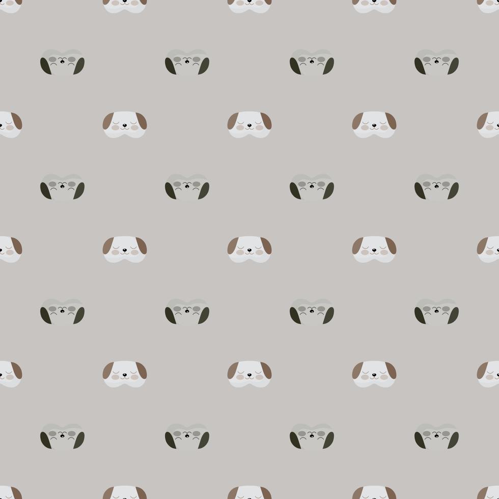 Hundekopf graue und braune Farbe geometrisches nahtloses Muster auf grauem Hintergrund. kindergrafikdesignelement für verschiedene zwecke. vektor