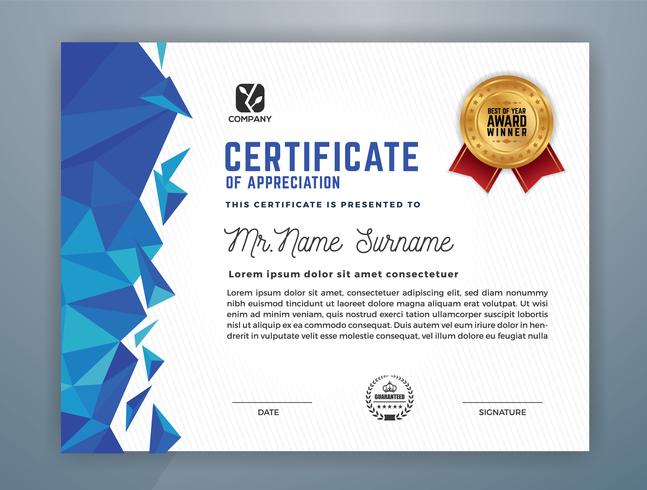 Multipurpose Professional Certificate Template Design. Abstrakt polygon vektor illustration