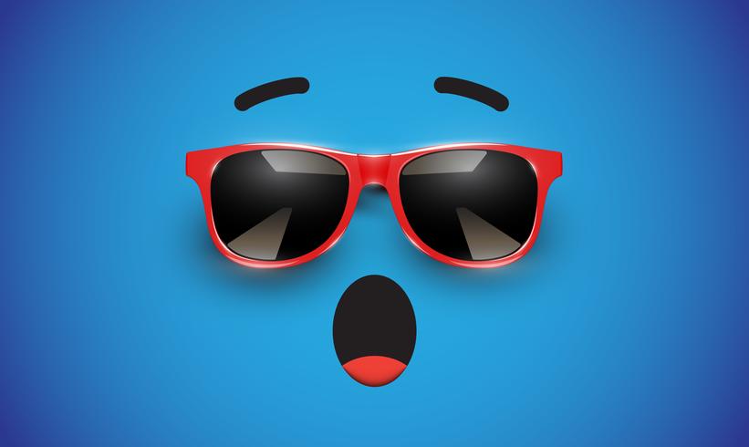 Hoher detiled bunter Emoticon mit Sonnenbrille, Vektorillustration vektor