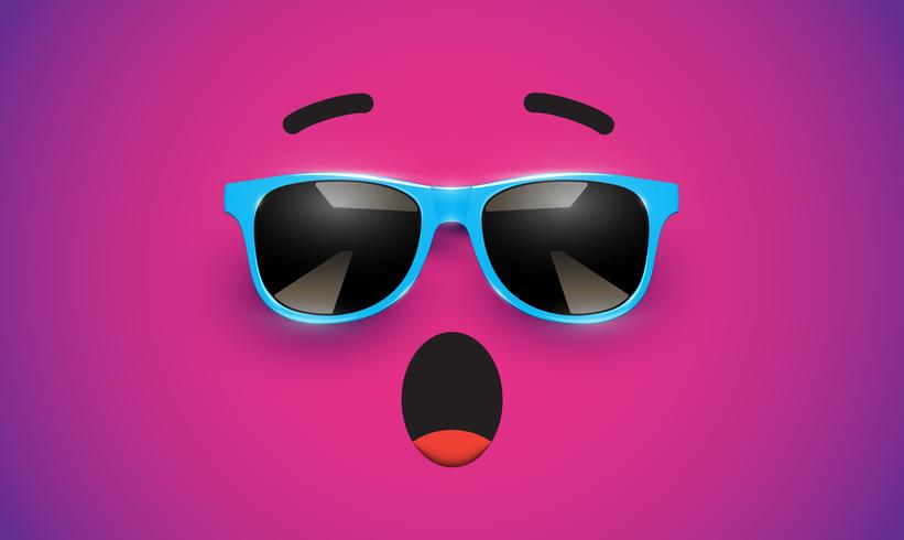 Hoher detiled bunter Emoticon mit Sonnenbrille, Vektorillustration vektor