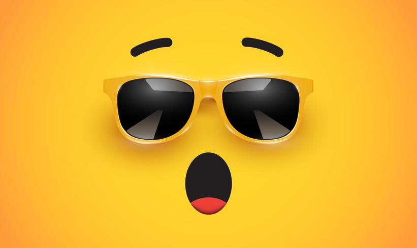 Hoher detiled bunter Emoticon mit Sonnenbrille, Vektorillustration vektor