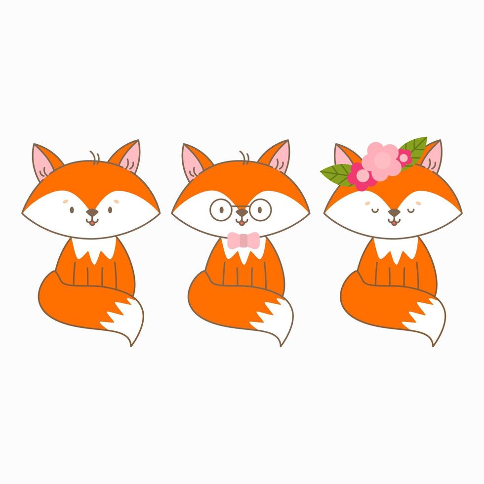 räv vektor illustration. sött djur i platt stil orange barnkammare illustration för bebisar vilda djur karaktär för kort, inbjudan, marknadsföring, tryck på tyg, barnkläder design och ytor