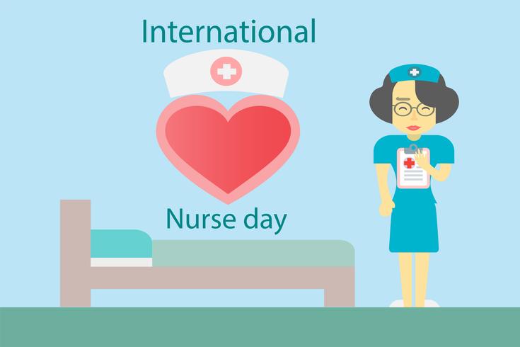 Internationell sjuksköterska dag i maj varje år design av vektor i tonaltonskoncept