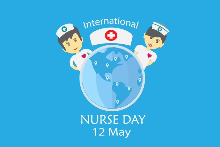 Internationell sjuksköterska dag i maj varje år design av vektor i tonaltonskoncept