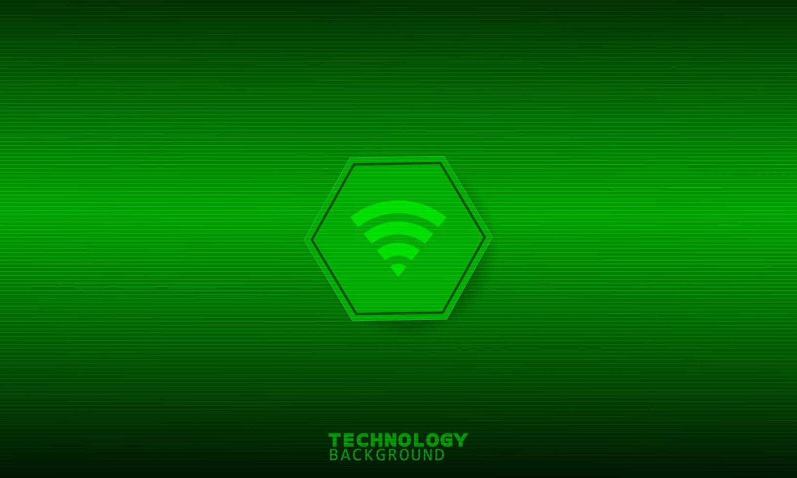 Netzwerk-WLAN-Symbol im grünen Sechseck mit Kommunikationssymbolen. vektor