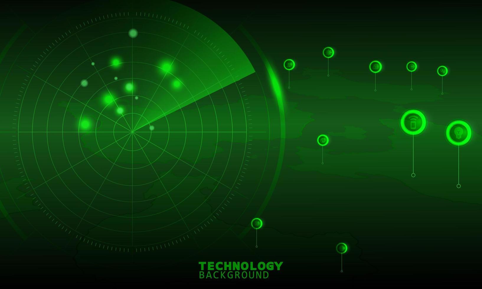 Konzept der Radarscan-Technologie. technologischer Hintergrund. Neon-Effekt. Leiterplattenkonzept. Hi-Tech-Digitaltechnik. vektor