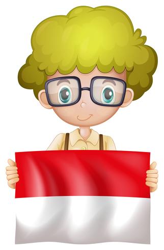 En indonesisk pojke med flagga vektor