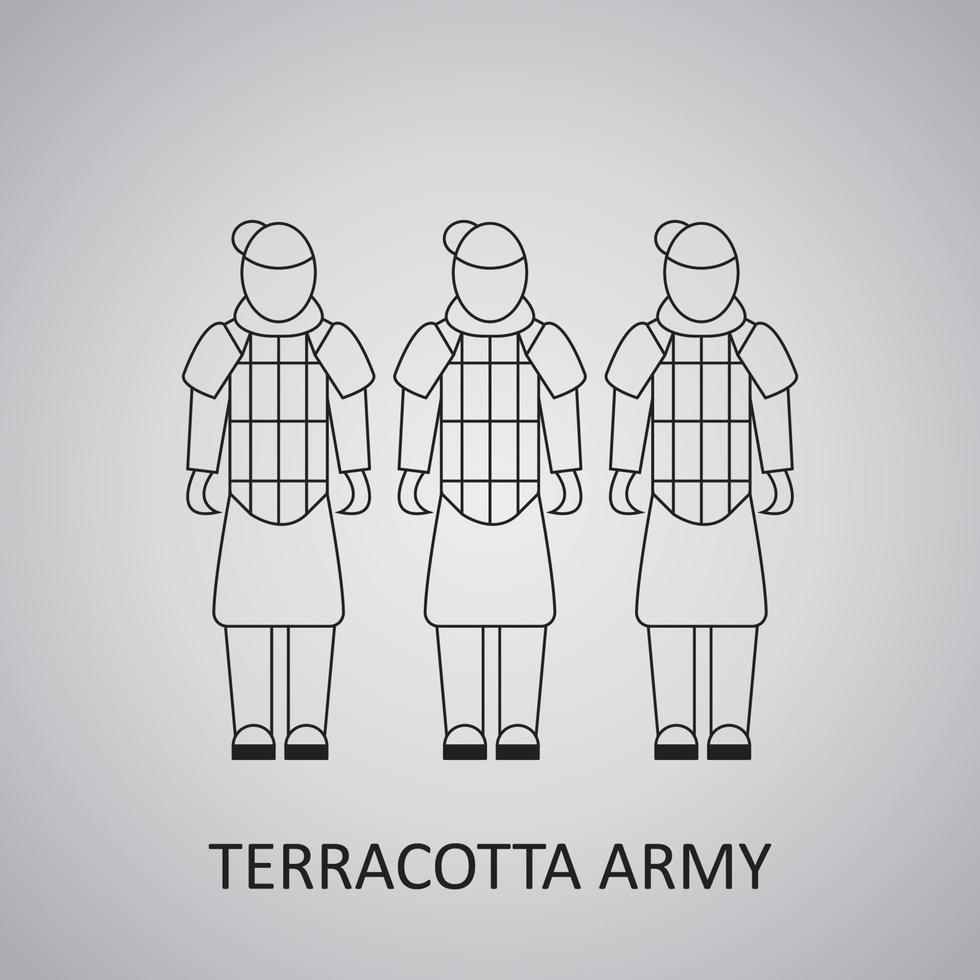 Umrissvektorsymbol der Terrakotta-Armee. flaches Vektor-Terrakotta-Symbol vektor