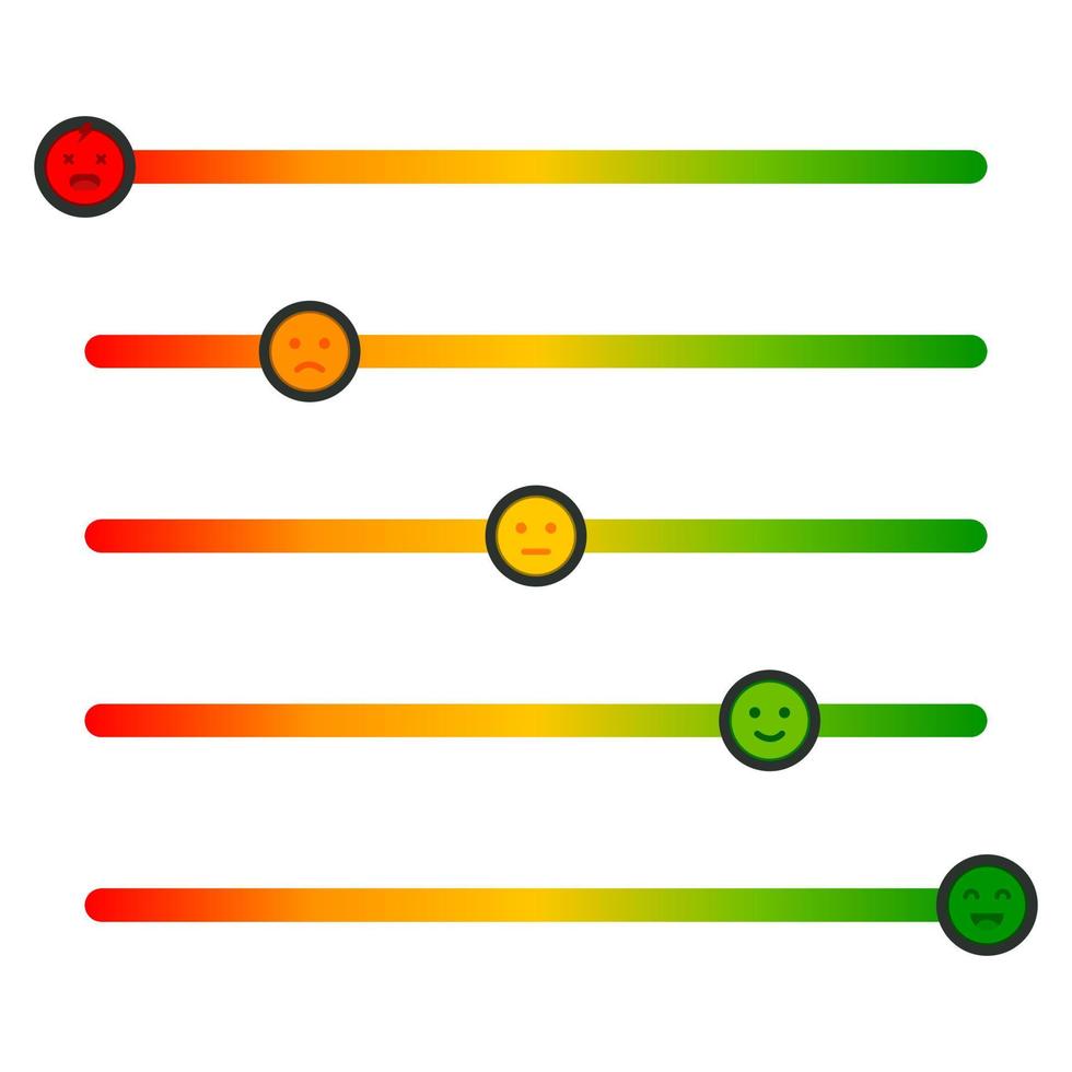 Feedback-Konzeptentwurfsskala. Stresslevel-Skala Emotionen. Farbpegelanzeige. vektor
