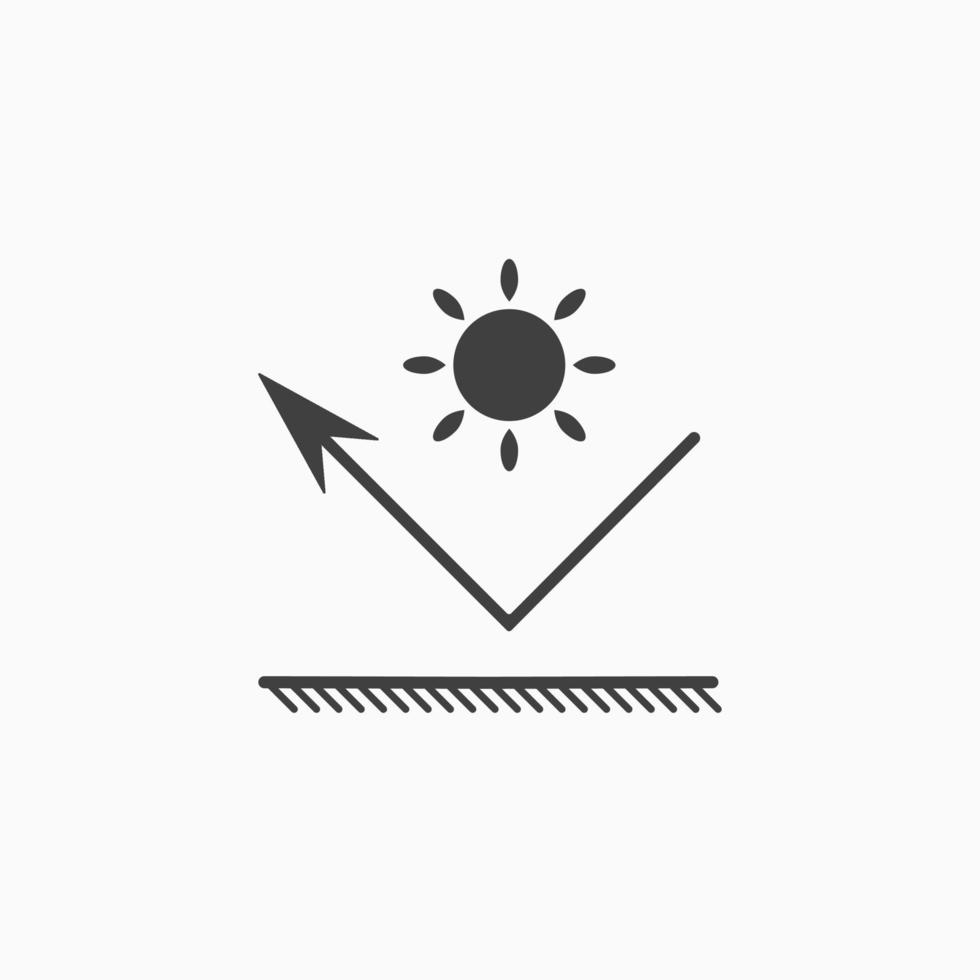 Schutz vor Sonnenstrahlen. Wärmereflektor-Symbol. Hitzebeständiges Material. Sonne-Symbol. Vektor