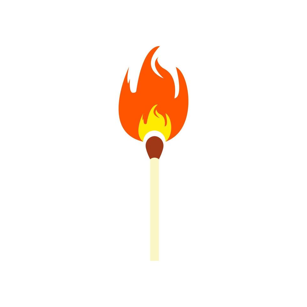 brinnande säkerhet match ikon. färgad match med låga. vektor