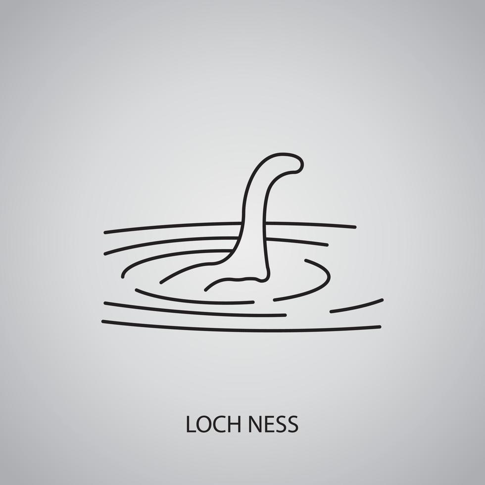 Loch Ness-Symbol auf grauem Hintergrund. Schottland, Hochland. Liniensymbol vektor