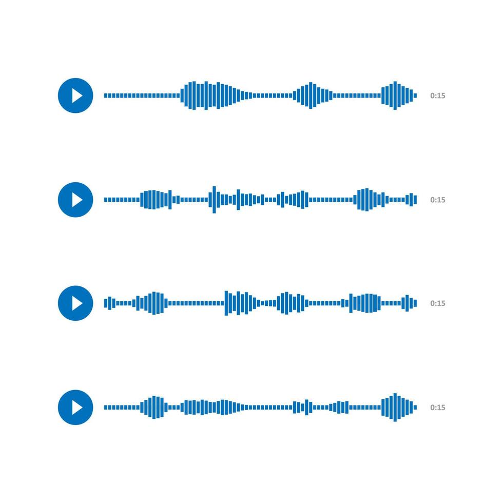Stellen Sie das Symbol für Ton oder Audiowelle ein. Vorlagen für Sprach- und Audionachrichten. Vektor