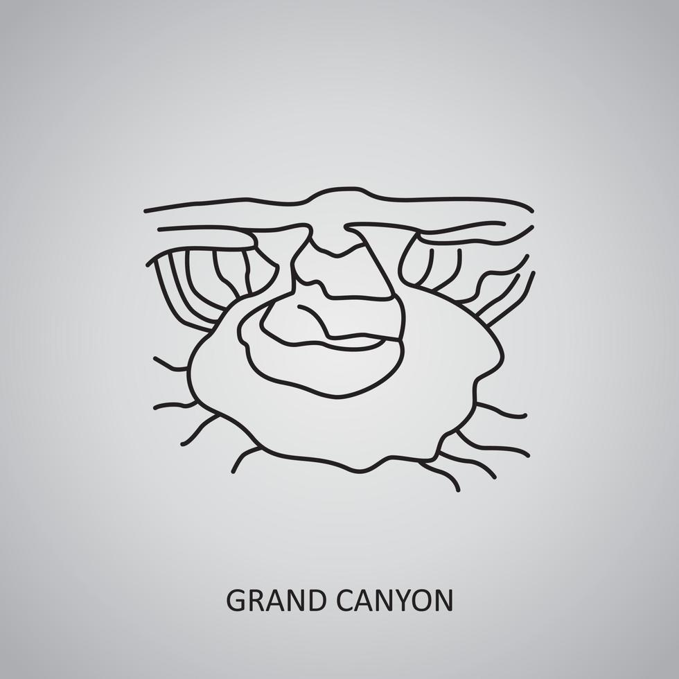 grand canyon ikon på grå bakgrund. usa, arizona. linje ikon vektor