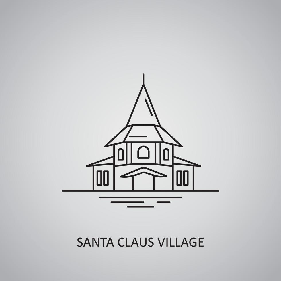 Weihnachtsmann-Dorf-Symbol auf grauem Hintergrund. finnland, rovaniemi. Liniensymbol vektor