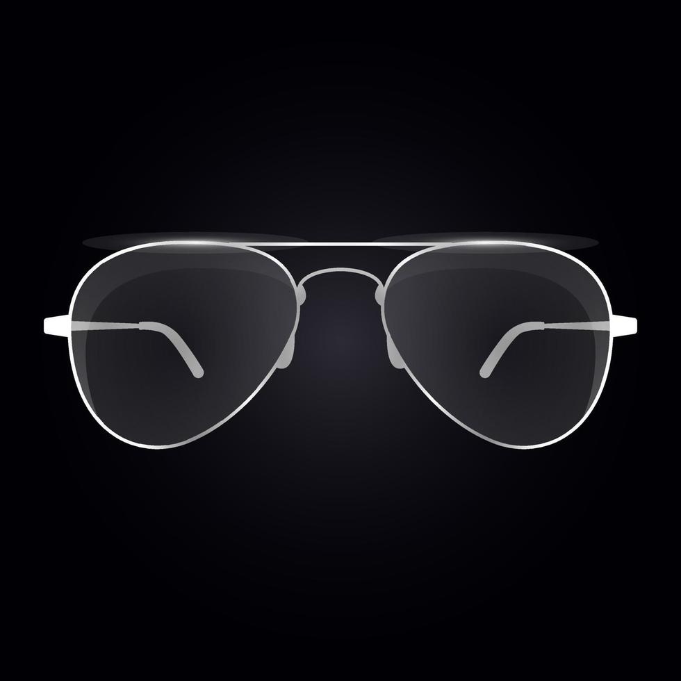 realistische brillen, brillenmodell. elegante schwarze modische brille auf dunklem hintergrund vektor
