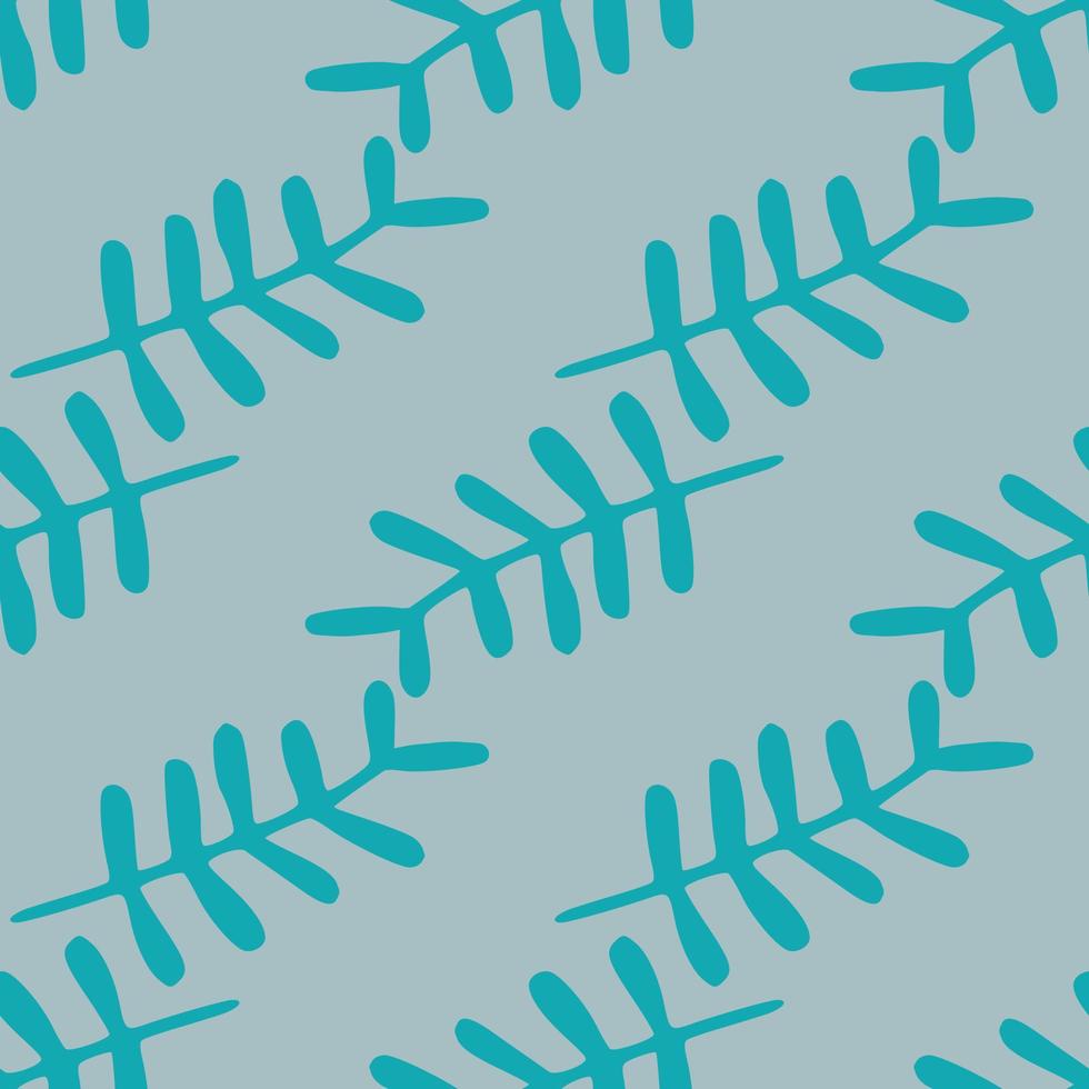 grenar silhuetter sömlösa doodle mönster. kreativt botaniskt tryck i blå toner. vektor