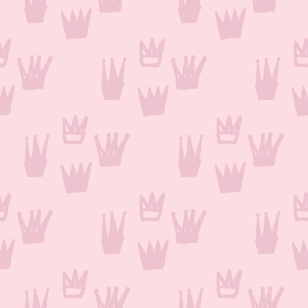 hand dawn crown silhuetter seamless mönster. mjuk rosa bakgrund. enkel bakgrund. vektor