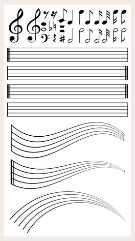 Leeres Notenpapier mit verschiedenen Noten vektor