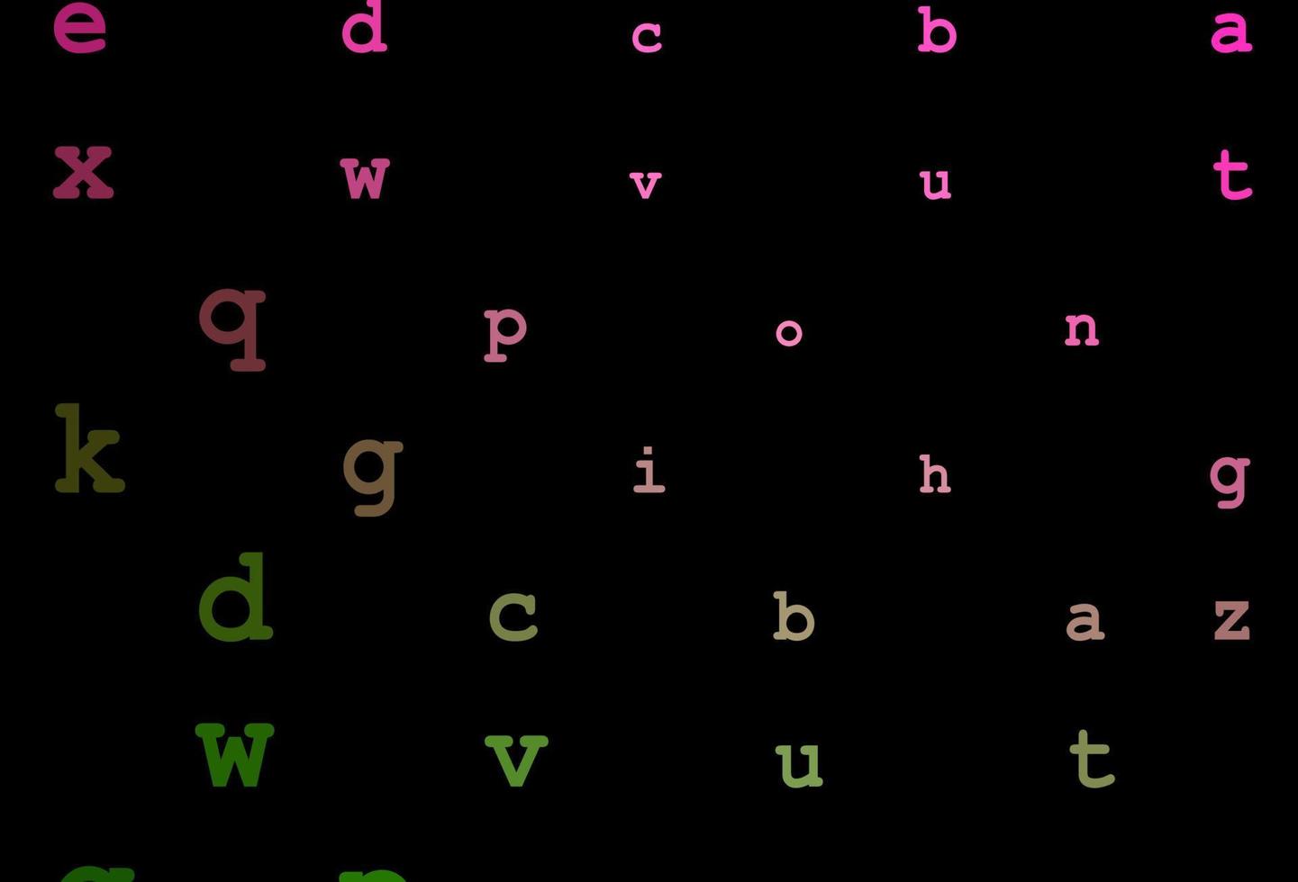 dunkelrosa, grünes Vektorlayout mit lateinischem Alphabet. vektor