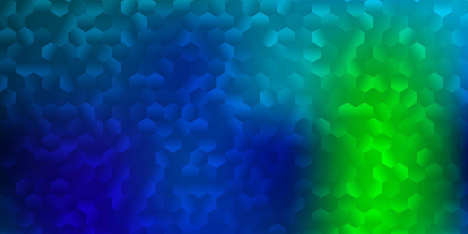 hellblauer, grüner Vektorhintergrund mit sechseckigen Formen. vektor