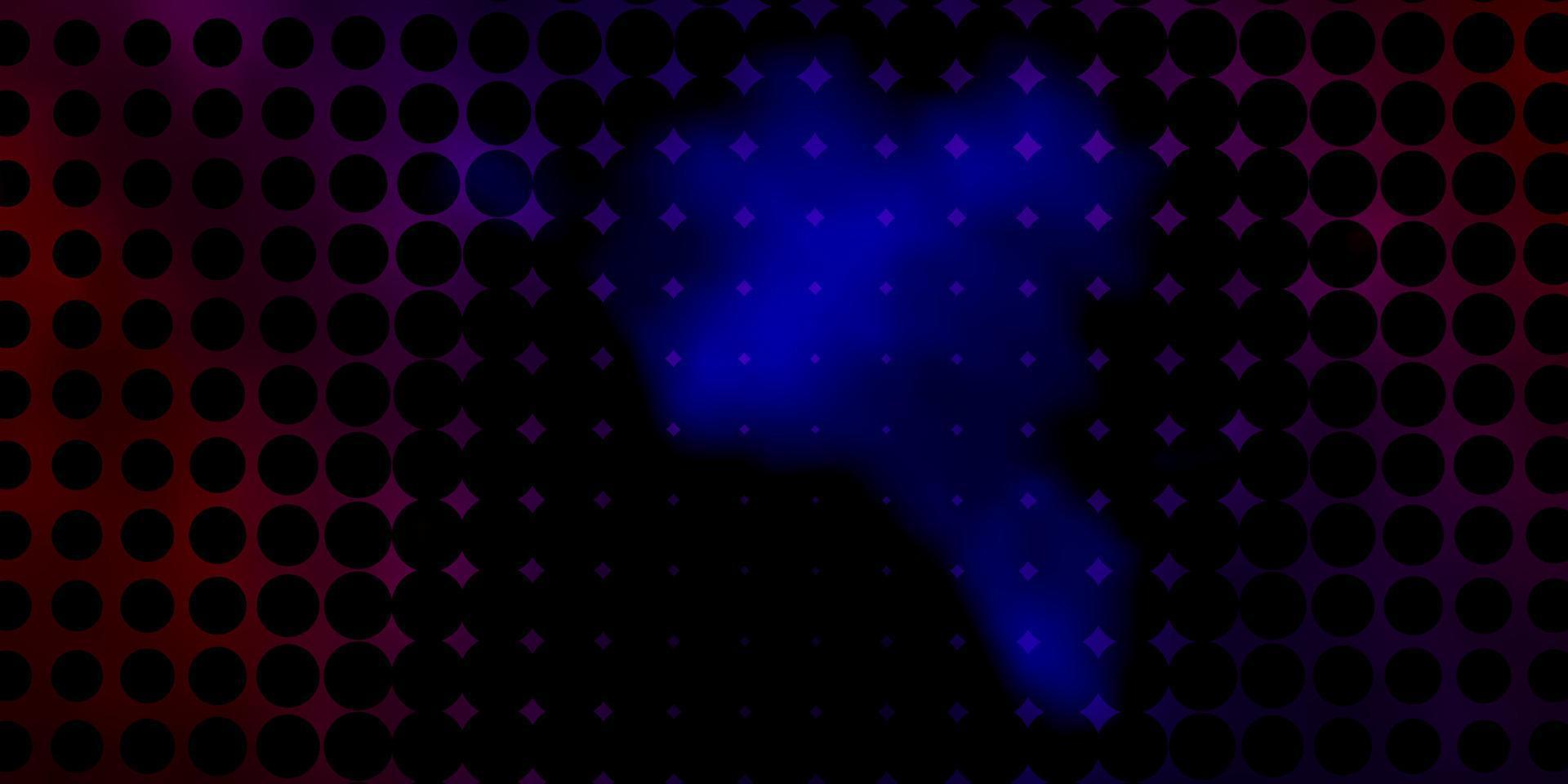 dunkelblaue, rote Vektorschablone mit Kreisen. vektor