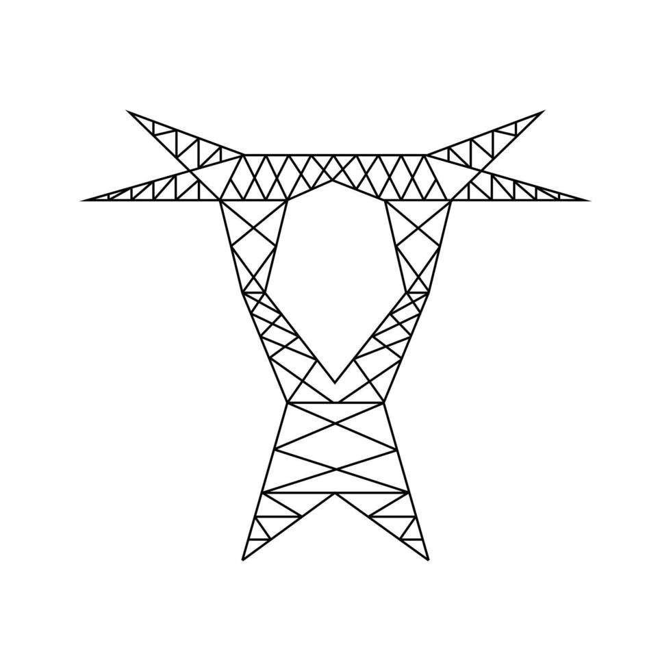 elektrisk kraftledning torn piktogram. hög spänning elektrisk pylon ikon. vektor