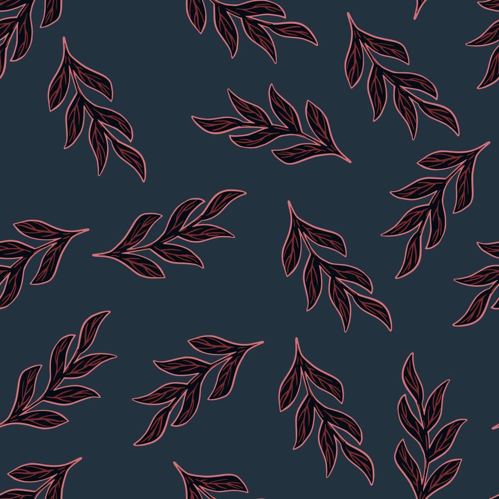 mörka botaniska sömlösa mönster med svarta slumpmässiga grenar silhuetter. turkos bakgrund. enkel stil. vektor