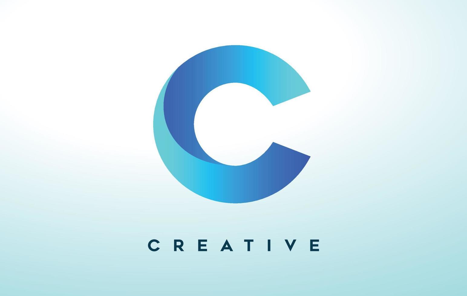 blaues c-Buchstaben-Logo-Design mit stilisiertem Look und modernem Design für Firmenlogo vektor