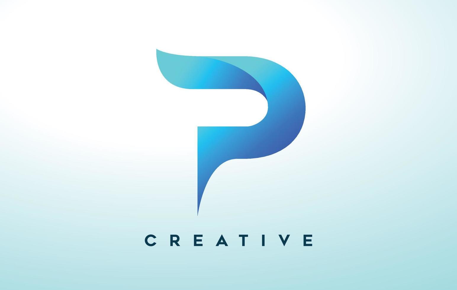 blaues p-Buchstaben-Logo-Design mit stilisiertem Look und modernem Design für Firmenlogo vektor