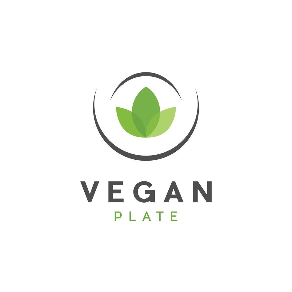 Illustration Logo Vektorgrafik von Tellern und Blättern gut für vegane Lebensmittel Restaurantlogos vektor