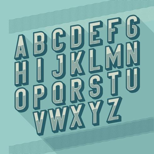Schräge Vintage Retro 3D ohne Serife gestreifte Typografie vektor