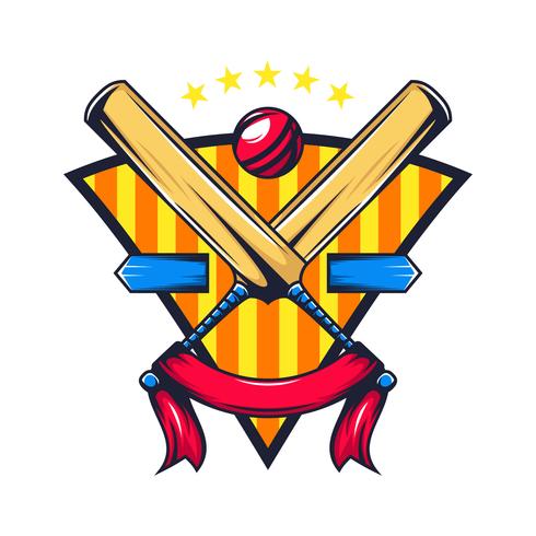 cricket championship crest med banner vektor