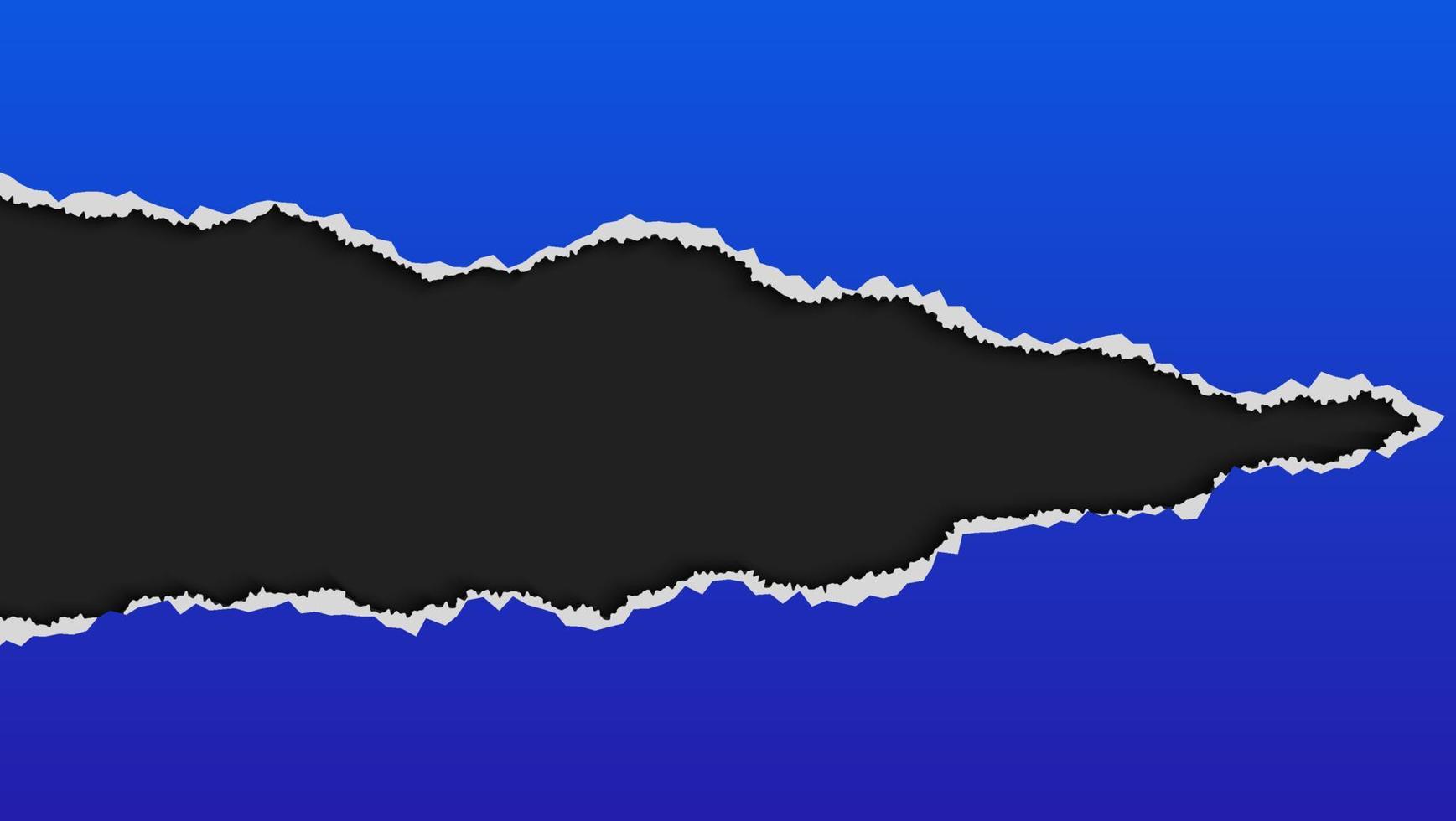 minimaler Gradient blaues Papier zerrissenes Rahmendesign auf schwarzem Hintergrund vektor