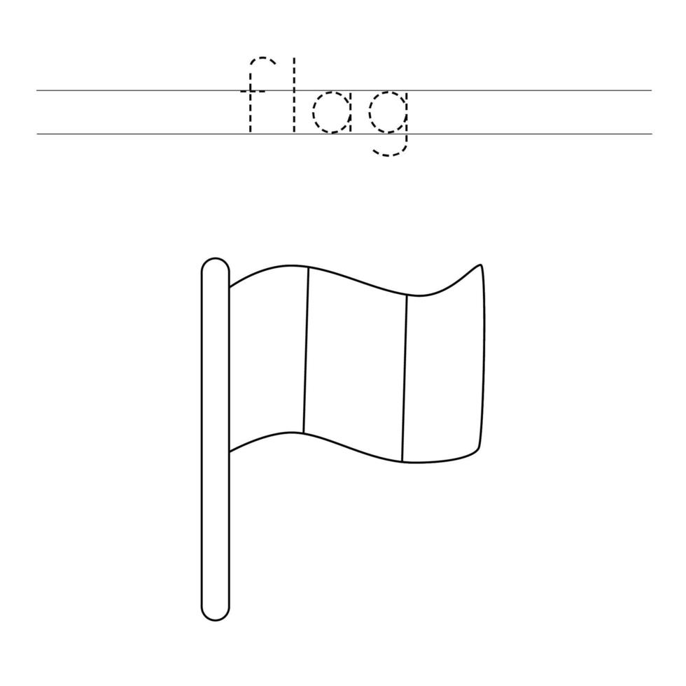 Verfolgen Sie die Buchstaben und färben Sie die Irland-Flagge. Handschriftübungen für Kinder. vektor