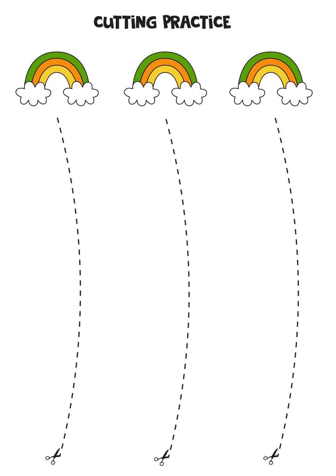 skärövning för barn med Saint Patrick Day rainbow. vektor