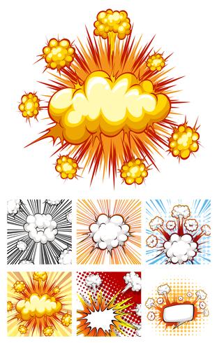 Verschiedene Designs von Explosionswolken vektor