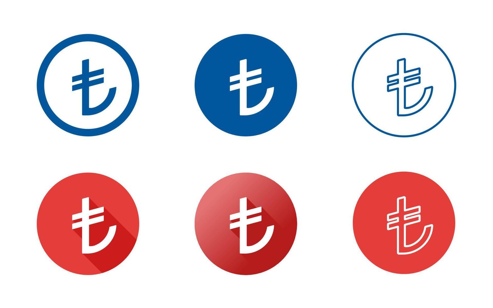 Türkische Lira-Symbol-Icon-Set vektor