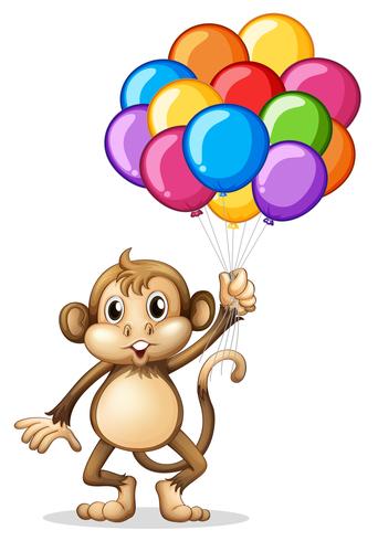 Netter Affe mit bunten Ballonen vektor