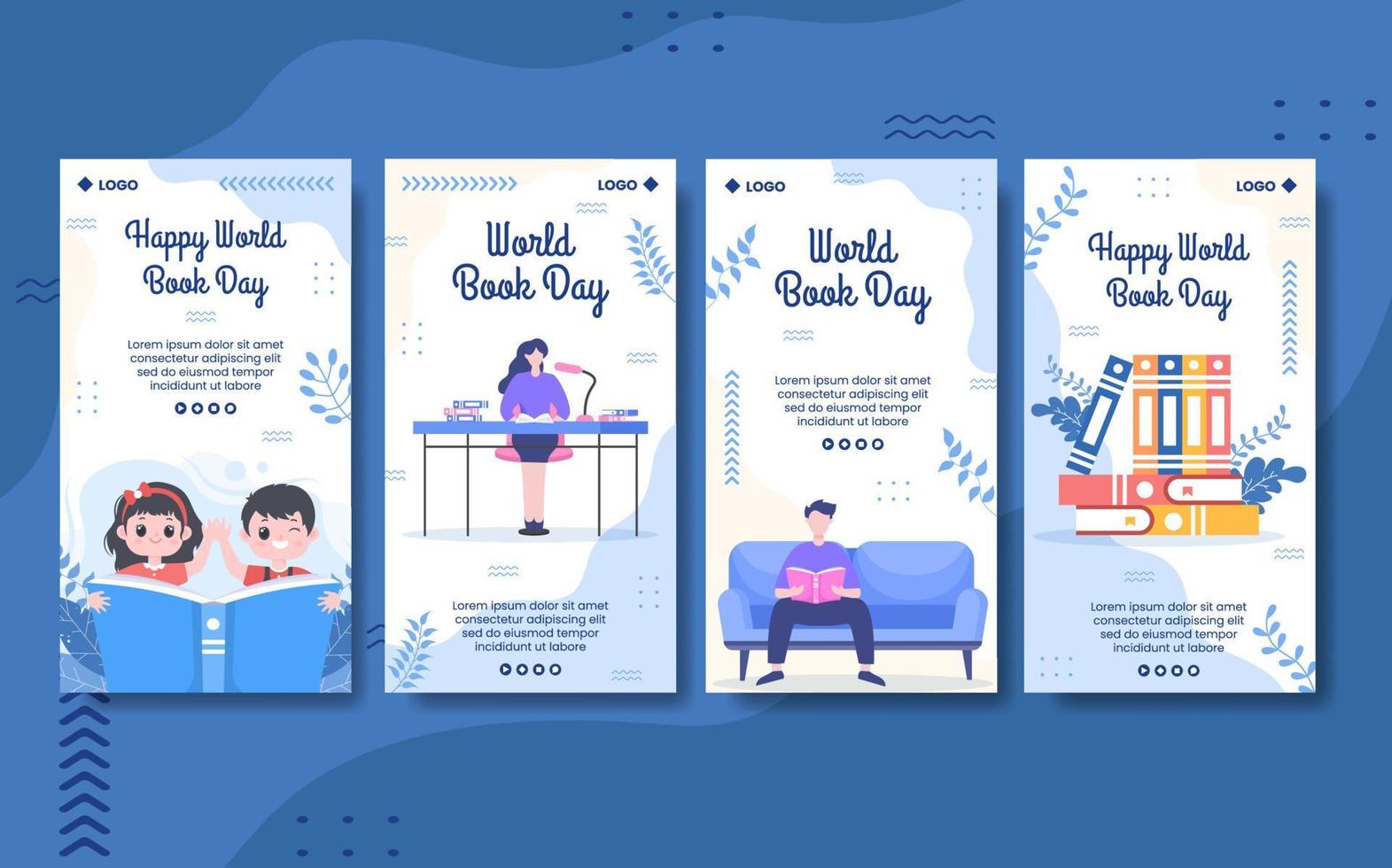 Weltbuchtag-Geschichten-Vorlage flache Design-Bildungsillustration editierbar mit quadratischem Hintergrund, geeignet für Social Media- oder Web-Internet-Anzeigen vektor