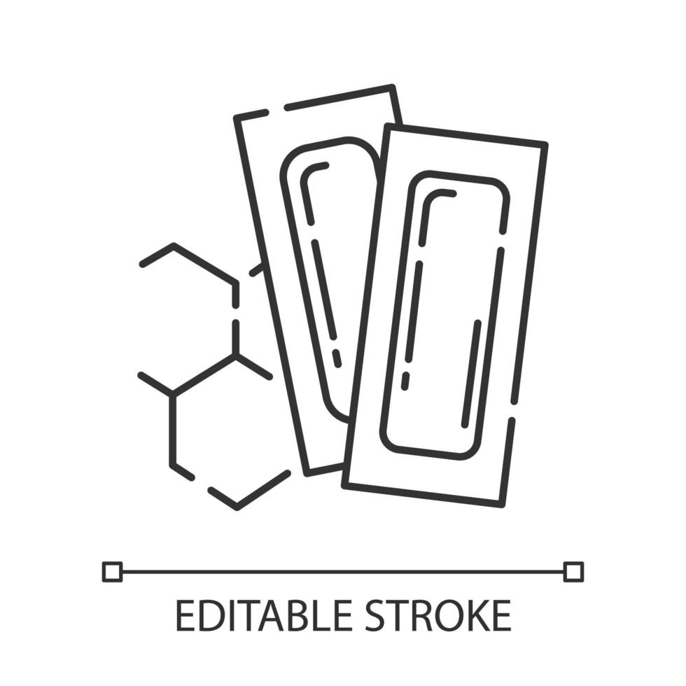 vaxning remsor linjär ikon. naturligt, mjukt, honungsvax. utrustning för borttagning av kroppshår. verktyg för hårborttagning. tunn linje illustration. kontur symbol. vektor isolerade konturritning. redigerbar linje