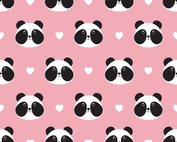 Nahtloses Muster des netten Pandagesichtes mit Herzen auf süßem Hintergrund vektor