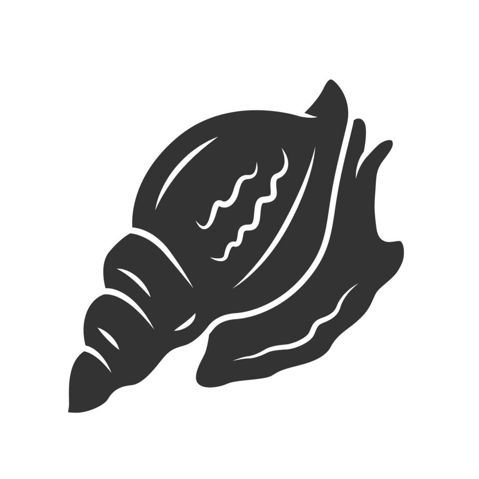 Triton-Glyphe-Symbol. große Molluske mit spiralförmiger Schale. tropische Muschel. Unterwasserbewohner. aquatische Molluske. Meereslebewesen. Silhouettensymbol. negativer Raum. vektor isolierte illustration