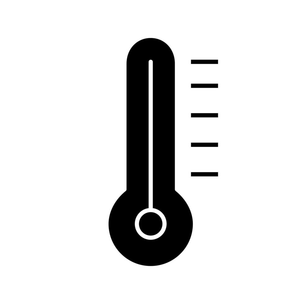 Symbol für Thermometer-Glyphe. Lufttemperaturmessung. Silhouettensymbol. negativer Raum. vektor isolierte illustration