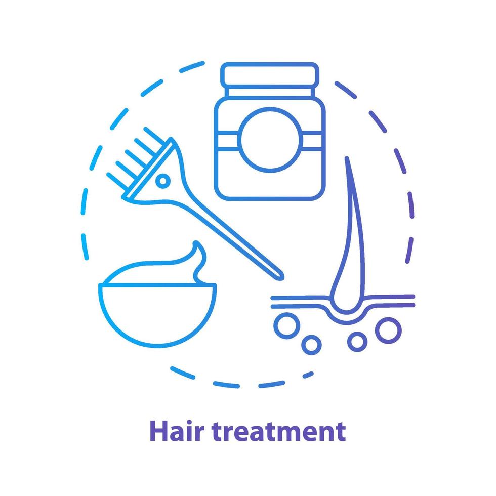 Symbol für das blaue Konzept der Haarbehandlung. haarpflege und kosmetik verfahren idee dünne linie illustration. Friseursalon, Friseursalon. blauer Gradientenvektor isolierte Umrisszeichnung. editierbarer Strich vektor